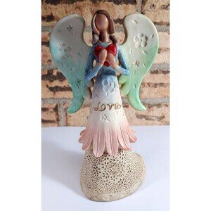 VTG Ceramic Heart/Love/Flower Angel - 9in. Figurine/Statue